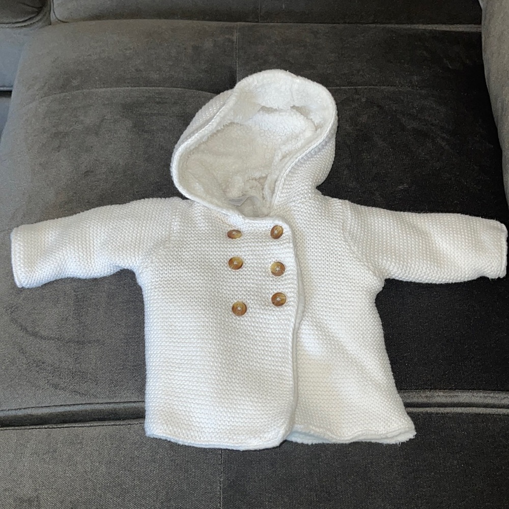 Carter’s 3 months sweater with hood furry lined.